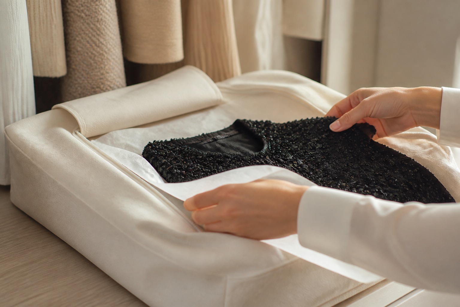 Beaded garment stored carefully