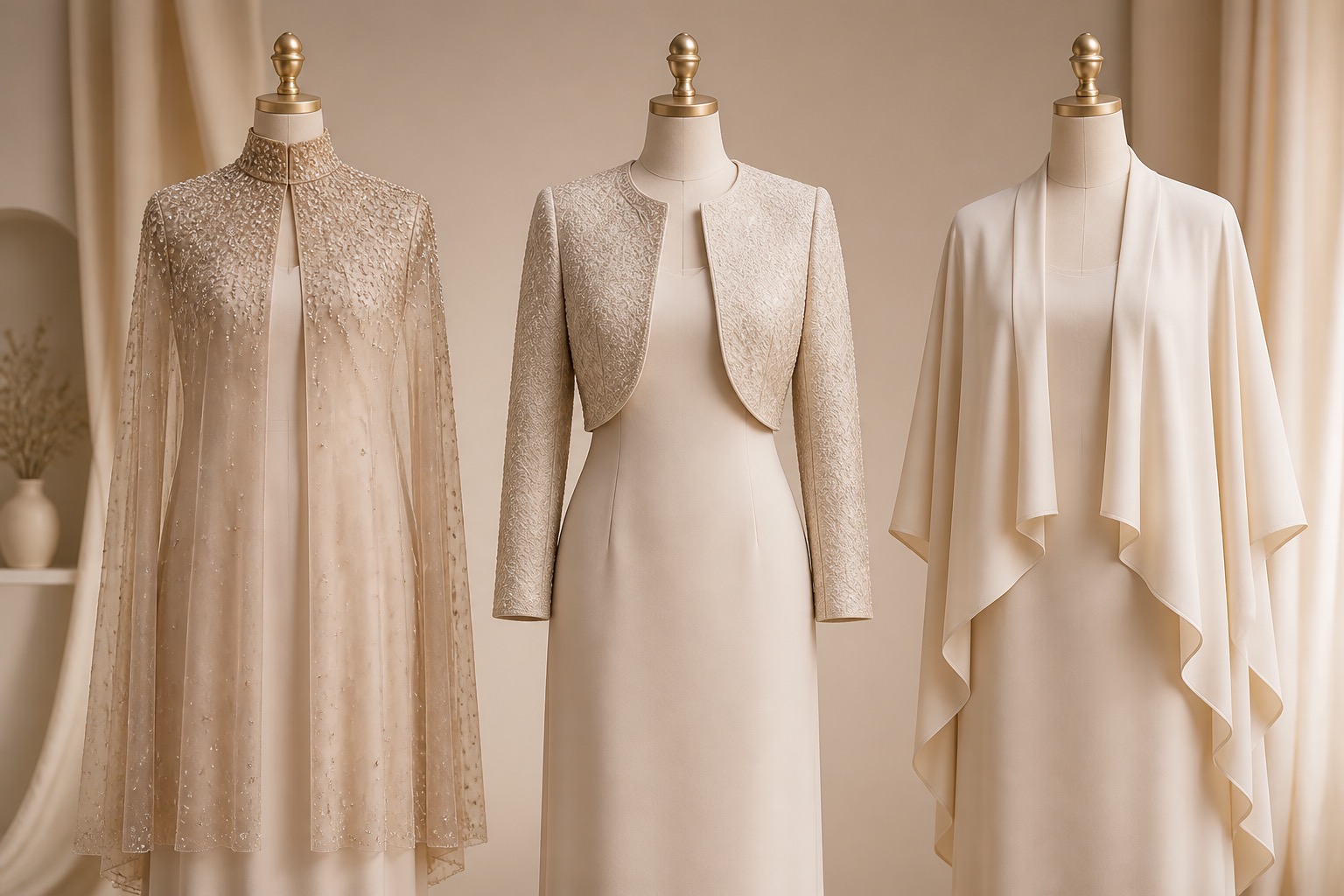 Cape, bolero and shrug compared side by side