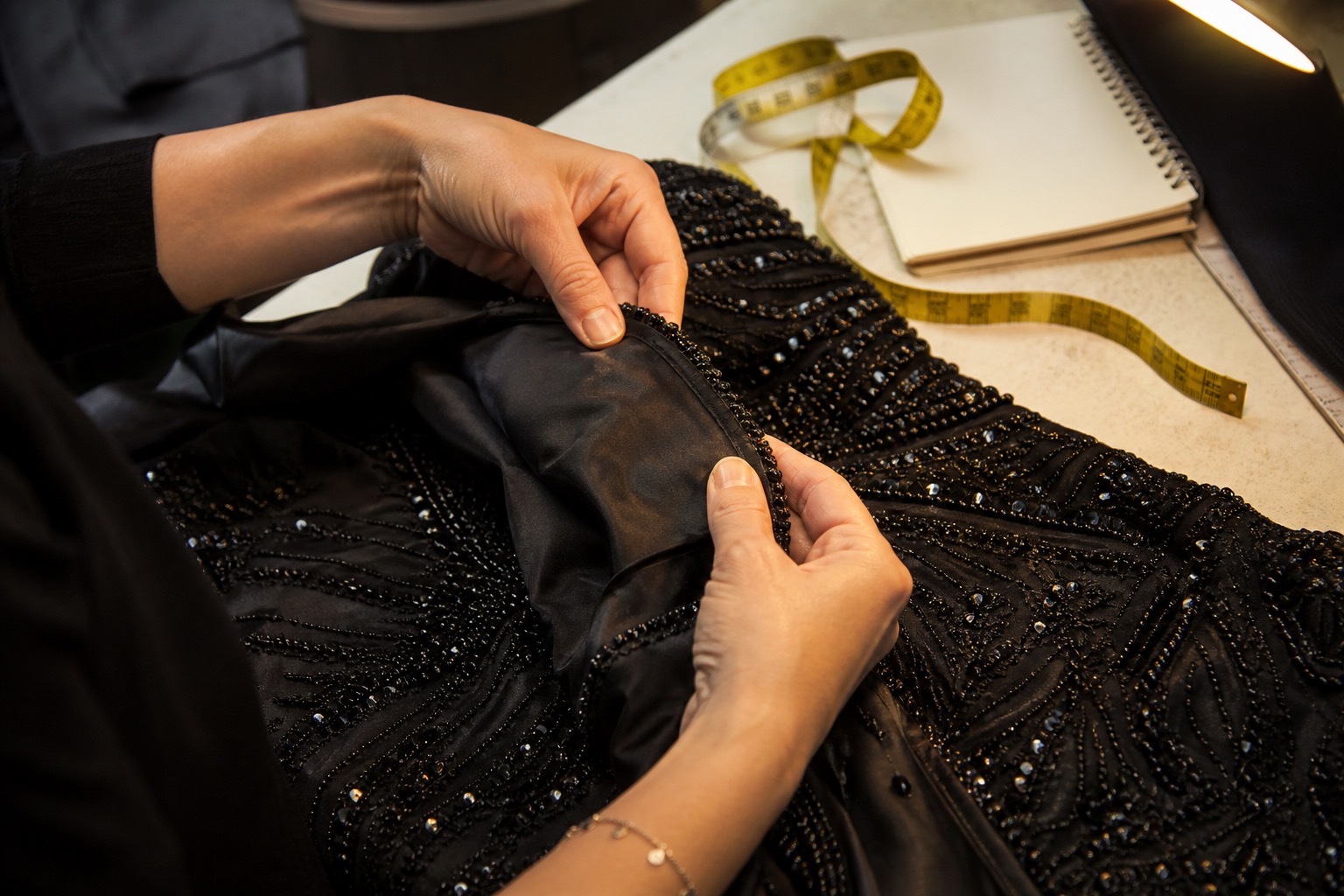 Buyer inspecting a garment sample